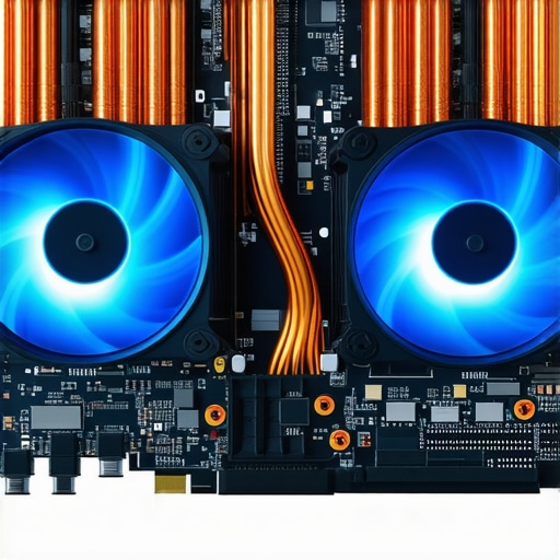 Advanced Thermal Management in Creator Laptops Close up of laptop cooling fans and heat pipes with professional lighting.