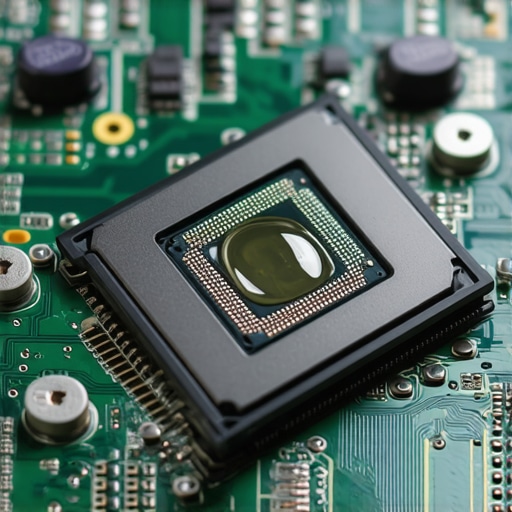 Applying thermal paste to a laptop CPU Close up of a perfect pea-sized drop of thermal paste on a shiny laptop processor die.
