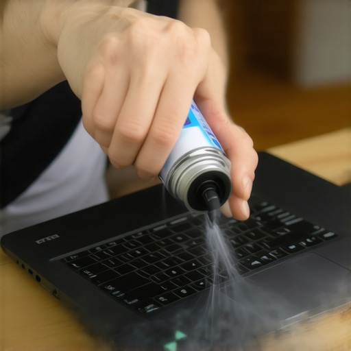 Cleaning Dust from Creator Laptop Vents Proper laptop maintenance using compressed air to clean dust from cooling vents