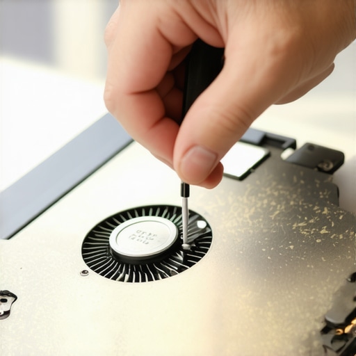 Cleaning a laptop for better performance Close up of laptop maintenance to prevent thermal throttling