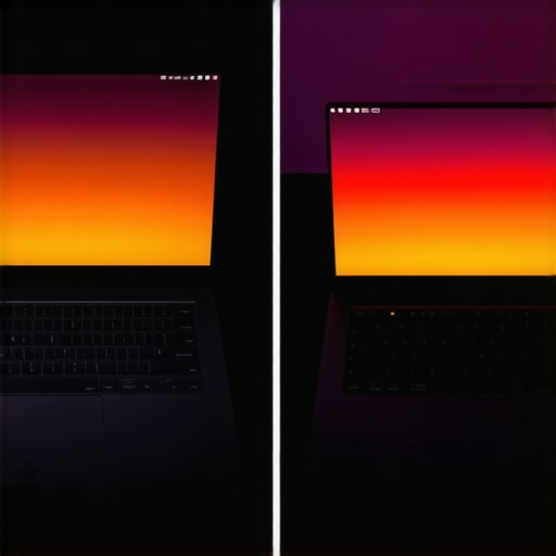 Color Accuracy Comparison for Creator Laptops A comparison showing the difference between a standard laptop display and a professional color-accurate screen for video editing.