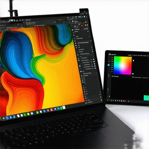 Color Accuracy Comparison for Design Laptops Professional artist calibrating a high-resolution creator laptop screen for better color accuracy.