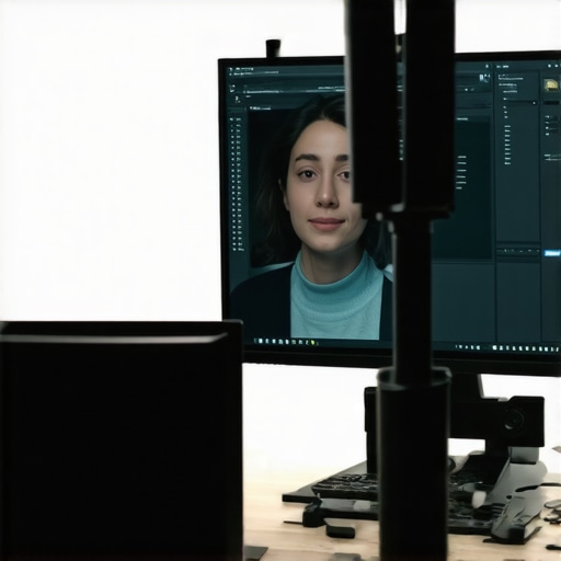 Color Calibration Comparison for Video Editing Close up of a laptop screen and external monitor showing different color grades of the same video clip.