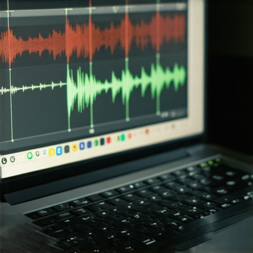 Comparing Clipped vs Clean Audio Waveforms A digital audio workstation screen showing red distorted audio peaks and green clean waveforms side by side.