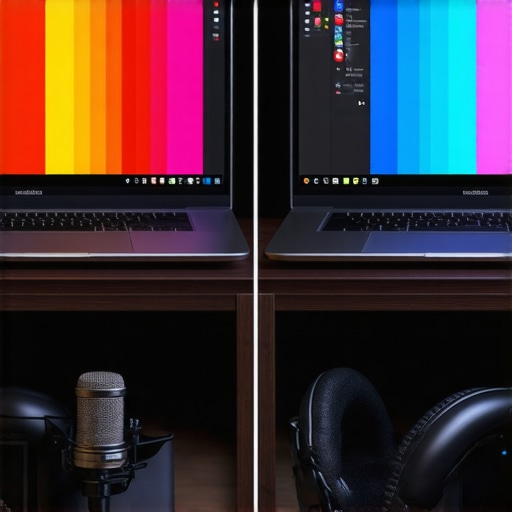 Professional laptop display comparison for video editing and color grading