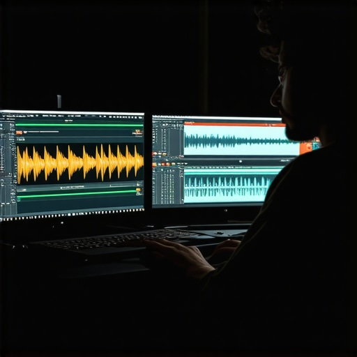 Comparing professional laptop screen color accuracy A creator checking color accuracy on two high-end laptops in a studio setting.