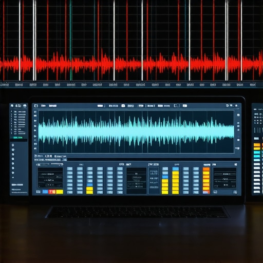 DPC Latency Monitoring on a Creator Laptop Close-up of a laptop screen showing audio latency spikes in a DAW.