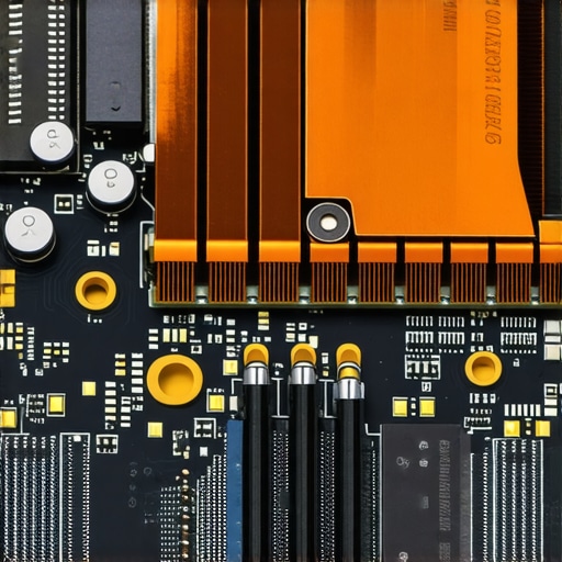 Close up of laptop motherboard showing heat pipes and RAM slots for creative workstation maintenance