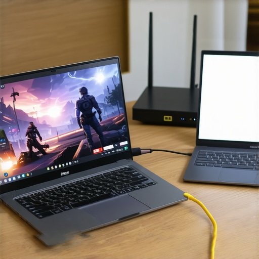 Diagram of two laptops connected via Ethernet for a dual-stream NDI setup.