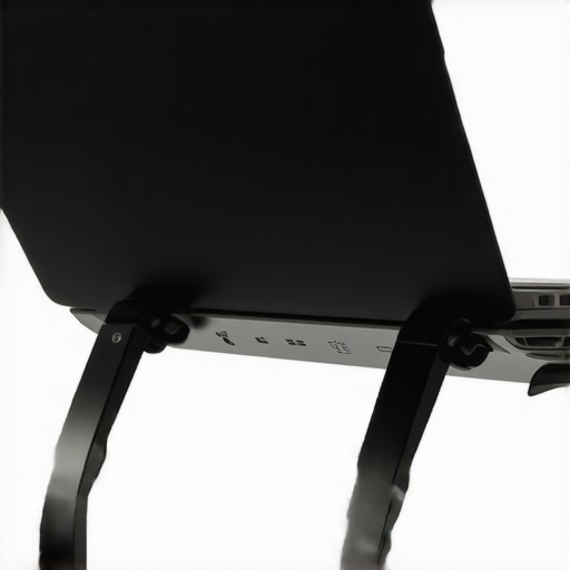 Effective laptop elevation for improved airflow A slim laptop propped up on a stand to prevent thermal throttling.
