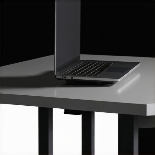 Elevated Studio Laptop for Better Airflow A laptop elevated on a stand in a recording studio to improve thermal cooling