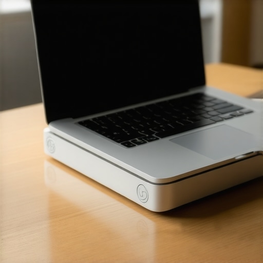Elevating Creator Laptop for Maximum Airflow A creator laptop elevated on an aluminum stand to improve cooling and prevent thermal throttling