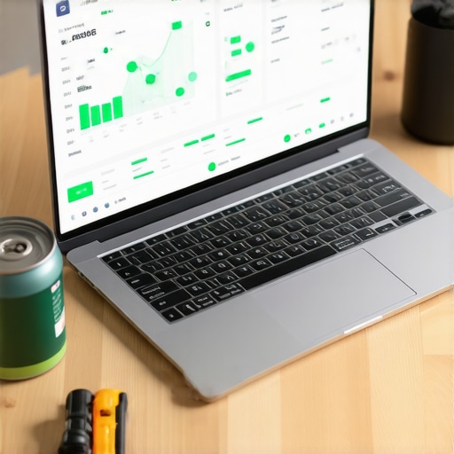 Essential Laptop Maintenance Kit for Creators A laptop being maintained with compressed air and monitoring software visible on the screen.