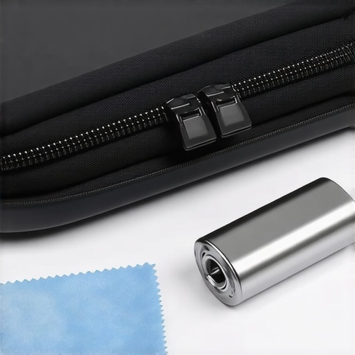 Essential Maintenance Tools for Professional Laptop Bags Close up of waterproof zipper and desiccant canister for laptop protection