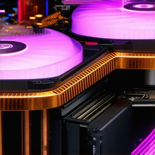 High-Performance Laptop Cooling for Video Editing Close-up of internal laptop cooling fans and heat pipes for thermal management.