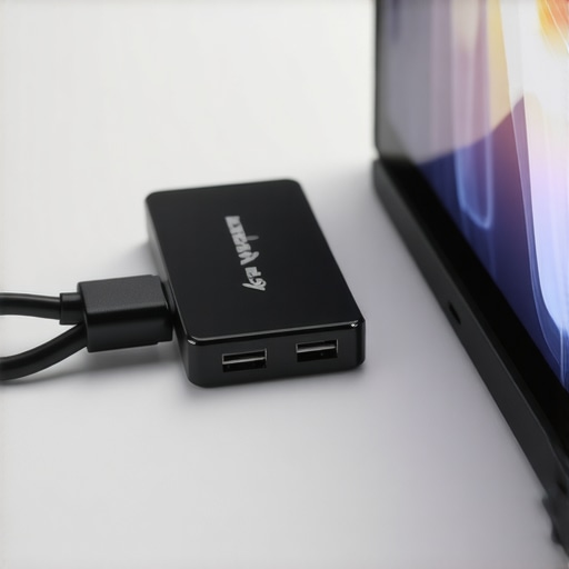 High Speed Data Connection for Video Editing Close up of a Thunderbolt 4 cable connecting an external SSD to a creator laptop