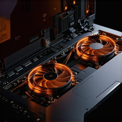 Close-up of laptop cooling fans and copper heat pipes for video editing performance.