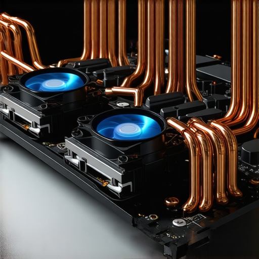 High-performance laptop internal cooling system Close-up of laptop heat pipes and cooling components for creative workstations