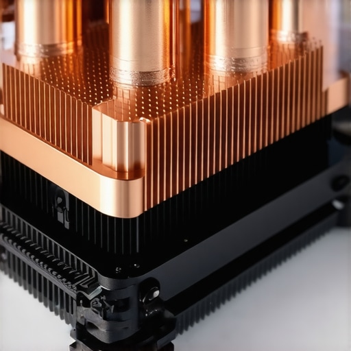 High-performance laptop thermal cooling assembly Close up of laptop heat pipes and cooling fans showing professional thermal management