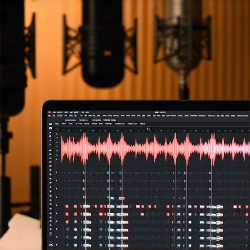 Identifying Audio Latency and DPC Spikes on Creator Laptops A laptop screen displaying audio recording software with red latency spikes illustrating hardware bottlenecks.