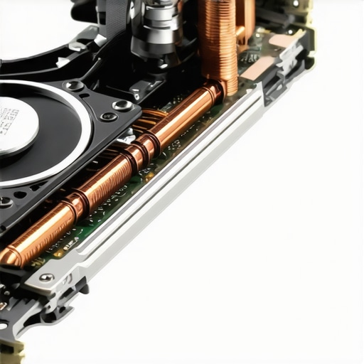 Internal Laptop Cooling Architecture Close-up of laptop copper heat pipes and cooling fans for 3D rendering
