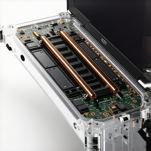 Laptop Cooling System Visualization Internal view of a laptop cooling system with heat pipes and fans