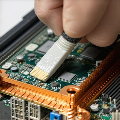 Professional thermal paste application on laptop CPU