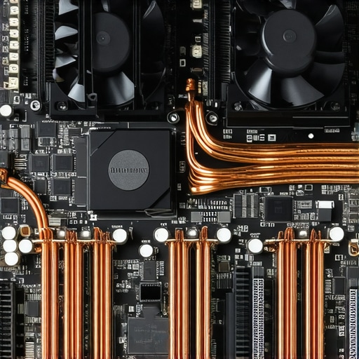 Laptop Internal Thermal Cooling Pipes and Dual Fans Detailed view of copper heat pipes and cooling fans inside a high-performance laptop chassis