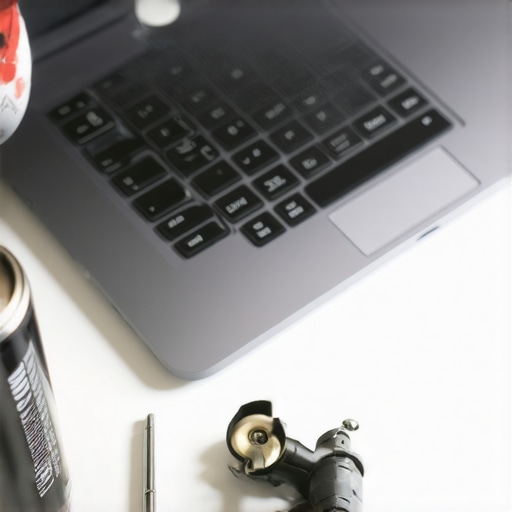 Laptop maintenance kit for travel creators Precision tools and air duster used for cleaning a travel editing laptop