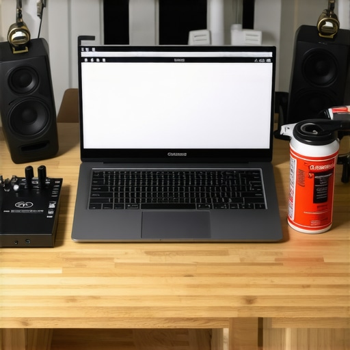 Maintaining a High Performance Laptop for Content Creation Professional creator laptop maintenance setup with audio gear