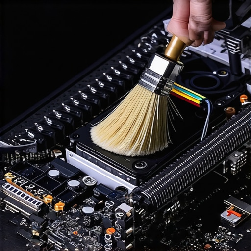 Maintaining a creator laptop cooling system Close-up of cleaning dust from laptop cooling fans and heat pipes for better performance