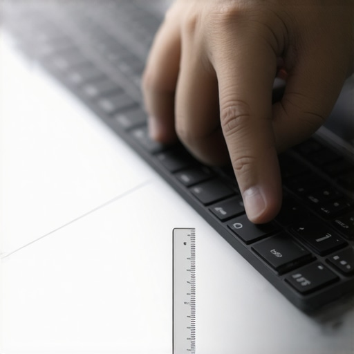 Measuring Optimal Key Travel on a Student Laptop Close-up of a laptop key being pressed with 1.5mm measurement indicator.