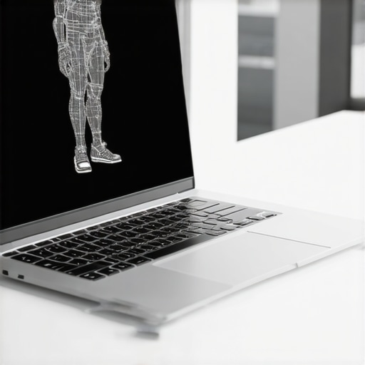 Optimized 3D Animation Workstation Setup A powerful laptop displaying a 3D animation project in Maya with a focus on cooling and performance.