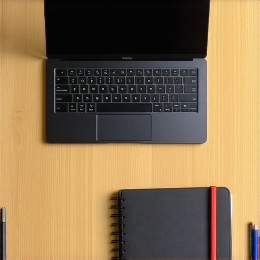 Optimized Laptop Workspace for Small Desks A 14-inch creator laptop fitting perfectly on a small university lecture hall desk.