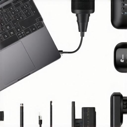 Optimized USB Port Setup for Streamers A powered USB hub managing multiple professional peripherals for a stable streaming laptop configuration.