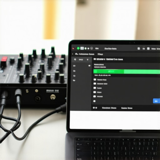 Optimizing DAW Buffer Settings for Zero Latency Close-up of a digital audio workstation settings menu showing buffer size optimization on a laptop.