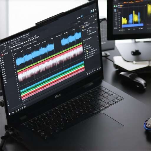 Optimizing GPU and VRAM for 6K Editing Laptop displaying professional video editing software with performance metrics for high resolution footage.