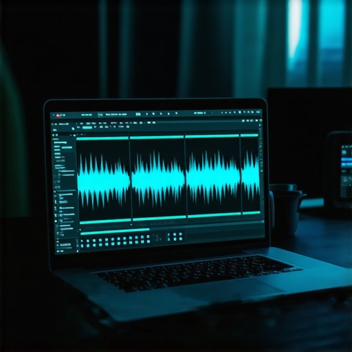 Optimizing Hardware for Video Sync A creator laptop displaying a video editing timeline with audio sync adjustments.