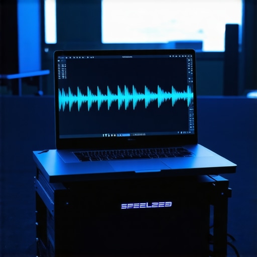 Optimizing Laptop Airflow for Performance A laptop on a cooling stand to prevent thermal throttling during a live performance.