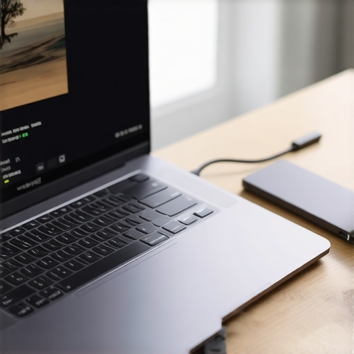 Optimizing a Creator Laptop Setup for Peak Performance Professional creator laptop setup featuring external SSD and clean cable management for a silent studio environment.