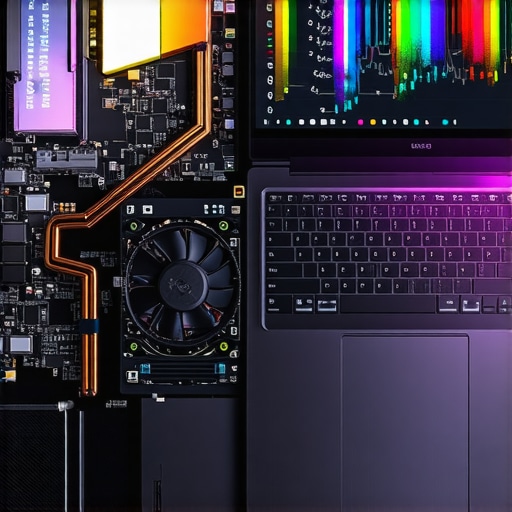 Pro-Level Creator Laptop Maintenance and Diagnostics A technician maintaining a high-end creator laptop with diagnostic software visible on the screen.
