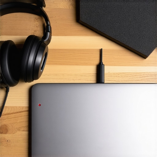 External audio interface connected to a creator laptop for improved sound clarity