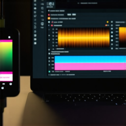 Professional Color Calibration on a Creator Laptop A creator laptop being calibrated for professional color accuracy in video editing.