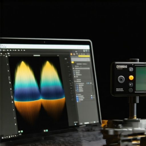 Professional Color Calibration on an OLED Laptop A hardware colorimeter calibrating an OLED laptop screen for professional photo editing.