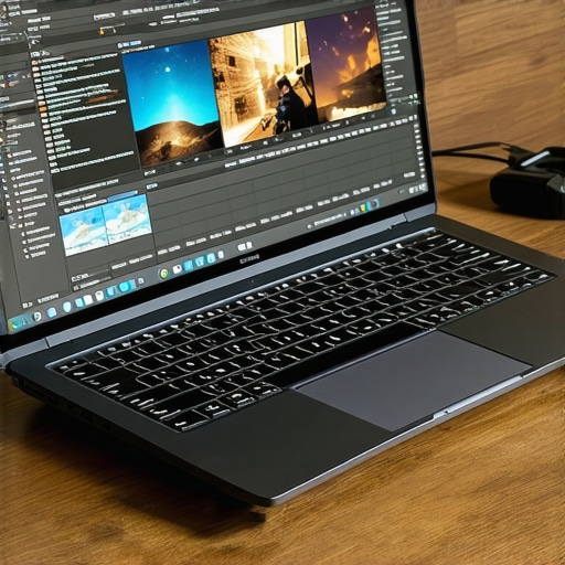 Professional Cooling Systems in Creator Laptops Close up of a creator laptop showing thermal management features and a video editing interface.