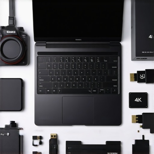 Professional Creative Workspace Connectivity A detailed setup showing creative hardware connected to a laptop's I/O ports.