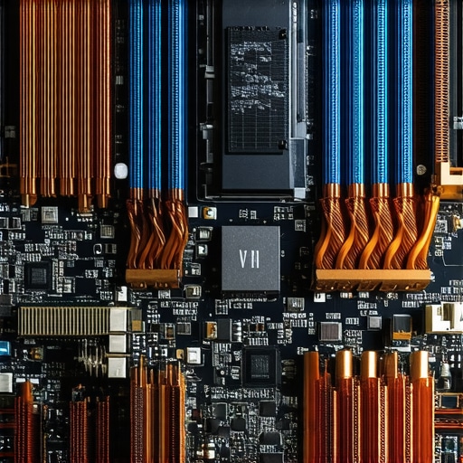 Professional Grade Laptop Thermal Architecture Close-up of laptop internal cooling components including copper heat pipes and voltage regulators