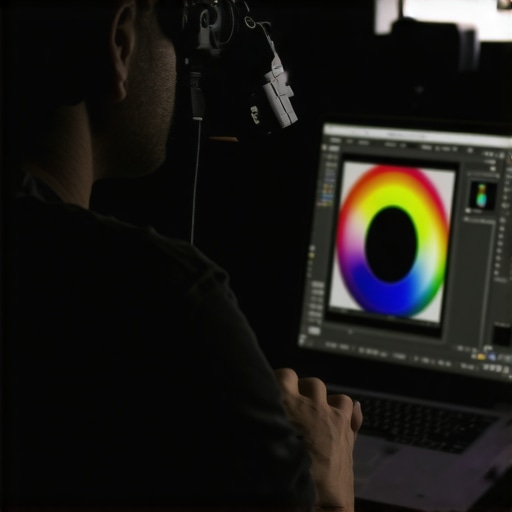 Professional Hardware Color Calibration for Laptops A designer using a colorimeter to calibrate a creator laptop display for color accuracy.