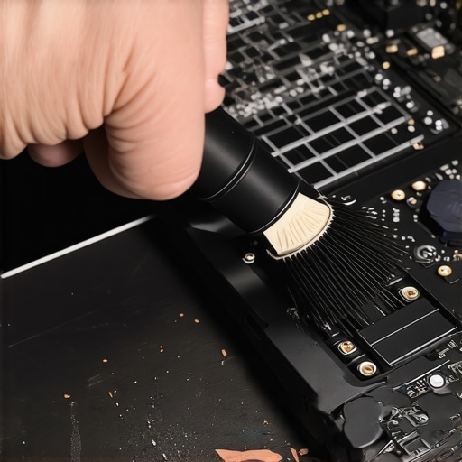 Professional Laptop Maintenance and Cleaning A person cleaning internal cooling fans of a creative laptop to prevent thermal throttling.