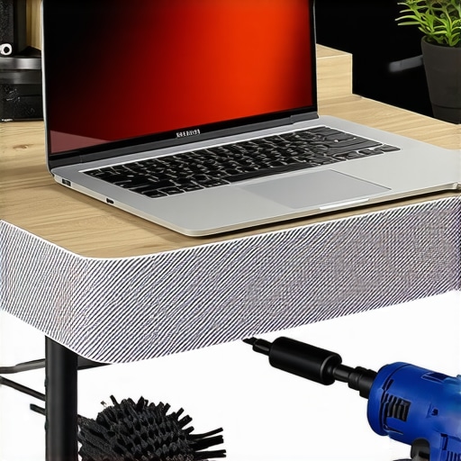Professional Laptop Maintenance and Cooling Setup Professional creator laptop on a cooling stand with maintenance tools